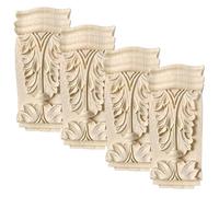 Molduras de adornos de madera, 4 piezas de madera de estilo europeo, molduras decorativas talladas de 4.7x2x0.7 pulgadas, piezas de decoración de pared de muebles de bricolaje fácil
