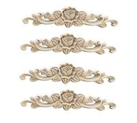 Molduras De Madera 4 Apliques Largos De Madera Tallada Sin Pintar Con Diseño De Rosa Para Puertas Decoración Del Hogar Estilo Europeo 15 X 4cm