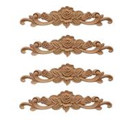 Molduras De Madera 4 Piezas De Puertas Horizontales Talladas Con Chapa De Madera Maciza Para Decoración De Armarios Camas Y Muebles Del Hogar 50 * 13cm