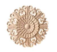 Molduras De Madera 4 Piezas Redondas De Madera Tallada Con Forma De Flor Estilo Europeo De Madera De Caucho Pieza Floral Tallada Decoración De Pared Puerta Armario 20cm