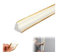 Molduras de techo autoadhesivas, 5M 36 x 26mm tiras de estuco autoadhesivas, PVC triangular con adhesivo adhesivo, borde dorado, tira flexible para las esquinas interiores de salón, cocina, dormitorio