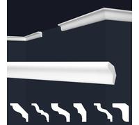 Molduras de techo Marbet de espuma de poliestireno XPS - Molduras de estuco de alta calidad, ligeras y robustas con un diseño moderno - (Paquete económico de 50 metros E-03-22x25mm)