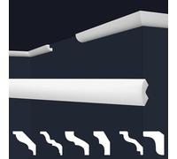 Molduras de techo Marbet de espuma de poliestireno XPS - Molduras de estuco de alta calidad, ligeras y robustas con un diseño moderno - (Paquete económico de 50 metros E-01-22x22mm)