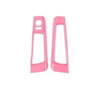 Molduras interiores coche Para FIAT Para Abarth Para 500 2010-2022 ABS Carbono Espejo Retrovisor Coche Ajuste Interruptor Embellecedor Marco Pegatinas Accesorios Coche(Pink)