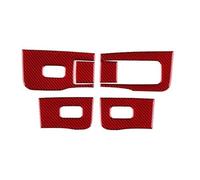 Molduras interiores de coche Pegatina Para Interruptor Elevalunas Fibra Carbono Suave Para Tesla Para Model 3 Para Highland 2024-2025 Volante A La Izquierda Y A La Derecha Interior Accesorios(Red RHD)