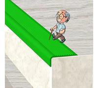 Molduras para bordes de escaleras, Peldaños De Escalera Antideslizantes Moldura Nariz Exterior, Tiras Precortadas Borde Escalón, for Interiores Y Exteriores, Ancho 1,5x4 Cm(Green,L 1m/39.4in)