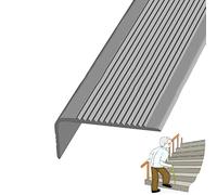 Molduras para bordes de escaleras, Tiras De Borde Escalón, Escalera Goma, Almohadillas Escaleras Interiores Y Exteriores Peldaños for Esquinas, Ancho 1.18x2.75in/3x7cm(Grigio,250in/6.35m)