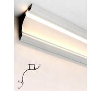 Molduras Techo Canal Difusor para LED de Aluminio 5 6 8 10 20 30 40 50 60 pies, Luz Lineal para Teatro Dormitorio Cornisa Techo, Perfil Rodapié con Tapamolduras(S,11ft/132in/335cm)