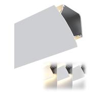 Molduras Techo Difusor de Tapa de Luz Led para Moldura de Corona, Perfil de Canal para Iluminación Indirecta de Doble Lado para Pasillo Dormitorio, Pared de Cornisa(5 m/16.4 ft)