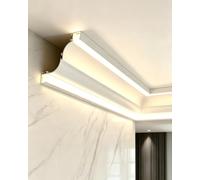 Molduras Techo Moldura de Corona para Iluminación LED Indirecta, Decoración de Techo, Cornisa de Lavado de Pared hacia Arriba y Abajo, Perfil Lineal(2000cm/787in/65.6ft)