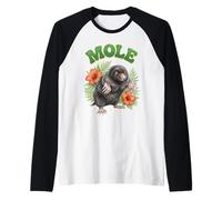 Mole Groovy Floral Topo Acuarela Boho Topo Camiseta Manga Raglan
