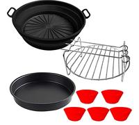 Moleath 18.5CM 4PCS con Molde Silicona Freidora de Aire, Rejillas para Air Fryer Philips Essential 4,1L(HD9252, HD9200, HD9255)