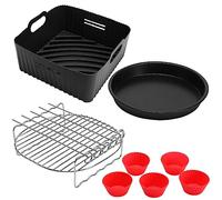 Moleath 21CM 4PCS con Molde Silicona Freidora de Aire, Rejillas para Air Fryer Philips Airfryer XL 6,2L, COSORI 4,7L 5,5L, Cecotec 6L, PARIS RHÔNE 5L