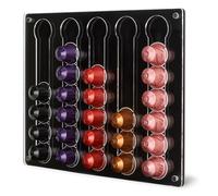MOLEDINO Dispensador Capsulas Cafe Pared para Nespresso Original 30 Cáps, Adhesivo & Magnético Acrílico Soporte Porta Guardar Capsulas Organizador para Armario, Frigo(Transparente & Negro)
