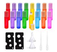 MOLENCO 16 Piezas Botellas Roll On Cristal, 10ml Multicolor Botellas Rollon para Aceites Esenciales Rellenable Vidrio Botellas de Rodillos con Bola de Acero Inoxidable para Perfumes Masajes
