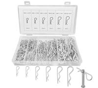 MOLENCO Kit surtido de 150 pines de chaveta, clips R, pasadores de chaveta, clips R de acero inoxidable, pines divididos con caja de almacenamiento para automóviles, marina, maquinaria, motor
