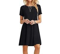 MOLERANI Vestidos de Verano para Mujer Camiseta Casual Vestido de Playa de Manga Corta Vestido Suelto para Mujer (XL, Negro)
