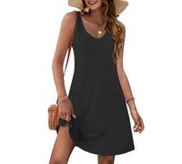 MOLERANI Vestidos de Verano para Mujer Reino Unido Cuello en V Damas Vestido Casual Sin Mangas con Bolsillos Negro 2XL