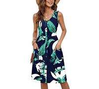 MOLERANI Vestidos sin Mangas Estampados para Mujer Floral Casual Suelto Verano Midi Vestido de baño (Estampado Azul, S)