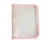 MOLERRI Cubierta de Carpeta EconóMica A5 con Cremallera, Planificador de Carpeta de 6 Anillas A5 con Estrellas Brillantes, Carcasa de Cuaderno Recargable de PVC Transparente Rosa