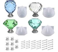 MOLERRI DIY Perilla Gabinete Molde de Silicona 4 Piezas para Resina Epoxi de Cristal, Tiradores de Cajones Manija Accesorios Molde de Silicona con Tornillos