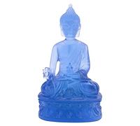 MOLERRI Estatua de Buda de la Medicina Tibetana, Escultura de Buda de Resina TranslúCida, DecoracióN de MeditacióN, DecoracióN Espiritual Coleccionable, Azul