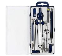 MOLERRI Juego de GeometríA de 9 Piezas, Herramienta de PrecisióN de GeometríA CompáS de Metal para Estudiantes, Herramienta de Dibujo Circular y Kits de Dibujo de Arquitectura