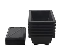 MOLERRI Macetas de Bonsái de 6 Piezas-Bandeja Húmeda Profunda Clásica con Incorporada para Plantas, Flores, Hierbas, Macetas Cuadradas de Plástico