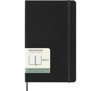 Moleskine Agenda Semanal 2026 2027 - Agenda horizontal de 18 meses con tapa dura y cierre elástico, color negro, formato Large 13 x 21 cm