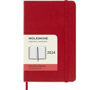 Moleskine Agenda 2024 Diaria Pocket Roja Escarlata Tapa Dura