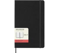 Moleskine Agenda Diaria 2026 2027 - Agenda de 18 meses con tapa dura y cierre elástico, color negro, formato Large 13 x 21 cm