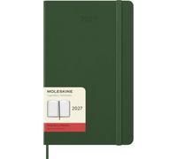 Moleskine Agenda Diaria 2027, Agenda de 12 Meses con Tapa Dura y Cierre Elástico, Formato L 13x21 Cm, Color Verde Mirto