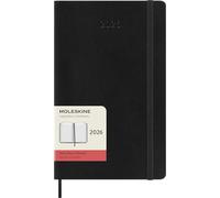 Moleskine Agenda Diaria, Agenda Diaria 2026 12 Meses, Con Tapa Blanda y Cierre Elástico, Formato Grande 13x21, Color Negro