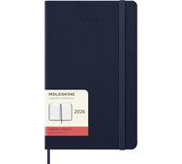 Moleskine Agenda Diaria, Agenda Diaria 2026 12 Meses, Con Tapa Dura y Cierre Elástico, Formato Grande 13x21 cm, Color Azul