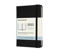 Moleskine - Agenda Mensual 2022, Agenda de 12 Meses, un Mes por Página, Tapa Blanda, Tamaño de Bolsillo de 9 x 14 cm, Color Negro, 128 Páginas