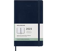 Moleskine Agenda Semanal 2023, Agenda Semanal de 12 Meses con Diseño Horizontal, Planificador Semanal Horizontal, Tapa Blanda, Tamaño Grande 13 x 21 cm, Color Azul Zafiro