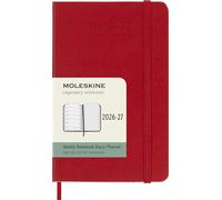 Moleskine 18 Monate Wochen Notizkalender 2026/2027, P/A6, 1 Wo = 1 Seite, Rechts linierte Seite, Fester Einband, Scharlachrot