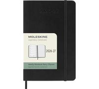 Moleskine Agenda semanal 2026-2027 - Calendario de 18 meses con sección de notas, tapa blanda y cierre elástico, color negro, tamaño de bolsillo 9 x 14 cm