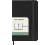 Moleskine Agenda semanal 2026-2027 - Calendario de 18 meses con sección de notas, tapa dura y cierre de goma, color negro, tamaño de bolsillo 9 x 14 cm