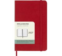 Moleskine Agenda Semanal 2027, Agenda de 12 Meses con Espacio para Notas, Tapa Dura y Cierre Elástico, Formato Pocket 9x14 Cm, Color Rojo Escarlata