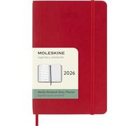 Moleskine Agenda Semanal, Agenda Semanal 2026 12 Meses Con Espacio Para Notas, Con Tapa Blanda y Cierre Elástico, Formato Pocket 9x14, Color Rojo
