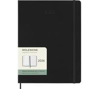 Moleskine Agenda semanal 2026 – 12 meses, tapa dura, cierre elástico, XL 19x25, negro