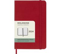 Moleskine Agenda semanal 2024 – 12 meses, Pocket 9x14, tapa dura y cierre elástico, rojo escarlata