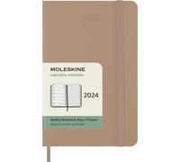 Moleskine Agenda Semanal con Espacio para Notas 12 Meses 2024, Agenda 2024, Formato Pocket 9x14, Tapa Dura y Cierre Elástico, Color Marrón Arena