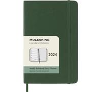 Moleskine Agenda Semanal con Espacio para Notas 12 Meses 2024, Agenda 2024, Formato Pocket 9x14, Tapa Suave y Cierre Elástico, Color Verde Mirto