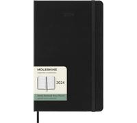 Moleskine Agenda Semanal Horizontal 12 Meses 2024, Agenda 2024, Formato Large 13x21, Tapa Dura y Cierre Elástico, Color Negro