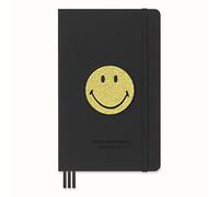 Moleskine - Agenda sin Fecha Positivity in Motion, Edición Limitada con Tapa Dura Smiley y Cierre Elástico, Tamaño Grande 13 x 21 cm, Color Negro