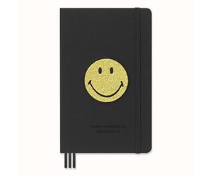 Moleskine - Agenda sin Fecha Positivity in Motion, Edición Limitada con Tapa Dura Smiley y Cierre Elástico, Tamaño Grande 13 x 21 cm, Color Negro