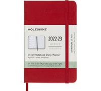 Moleskine - Agendas de 18 meses 2022-2023, Agenda Semanal con Tapa Dura y Cierre Elástico, Tamaño Bolsillo 9 x 14 cm, Color Rojo Escarlata