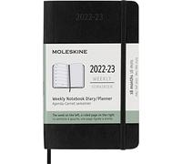 Moleskine - Agendas de 18 meses 2022-2023, Agenda Semanal de Bolsillo con Tapa Blanda y Cierre Elástico, Tamaño Bolsillo 9 x 14 cm, Color Negro